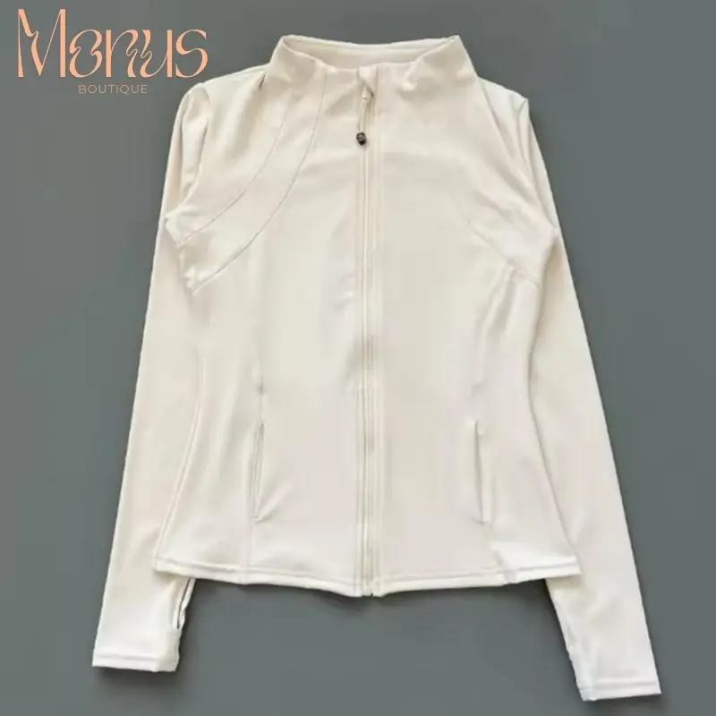 Women's Thumb Hole Design Zip Up Sports Jacket, Sporty Breathable Comfortable Long Sleeve Outerwear for Gym Workout Running, Ladies Sportswear for All Seasons