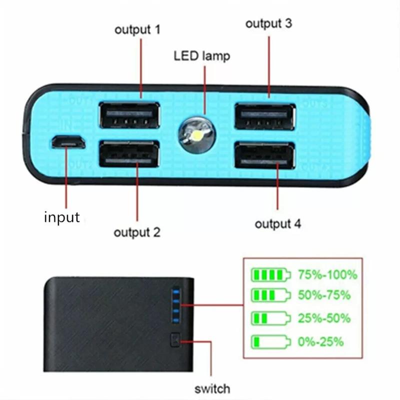 9000000mAh Power Bank 4 USB LED Fast Charger Battery Pack for Mobile Phone Accessories Charging Device Lights Bluetooth Button Cable Digital Electronic Chargeable Micro Protection Smartphone power  bank 2