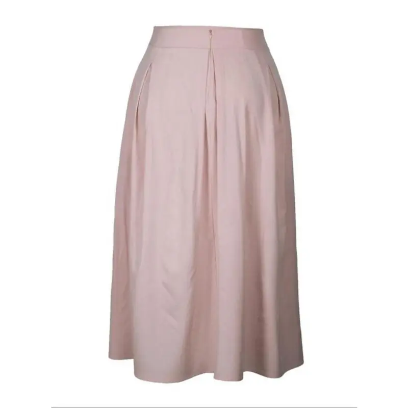 【Plus Size】 Solid Pocket Zipper Back Skirt, Elegant Fashion Casual Long Skirt for Daily Outdoor Wear, Women Plus Clothing for All Seasons 1