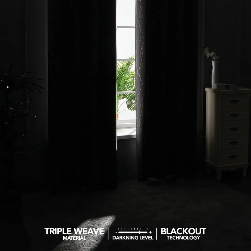 Deconovo Grey Curtains, Dotted Line Foil Printed Thermal Insulated Blackout Curtains, Window Treatment Eyelet Curtains for Bedroom,  2 Panels 3