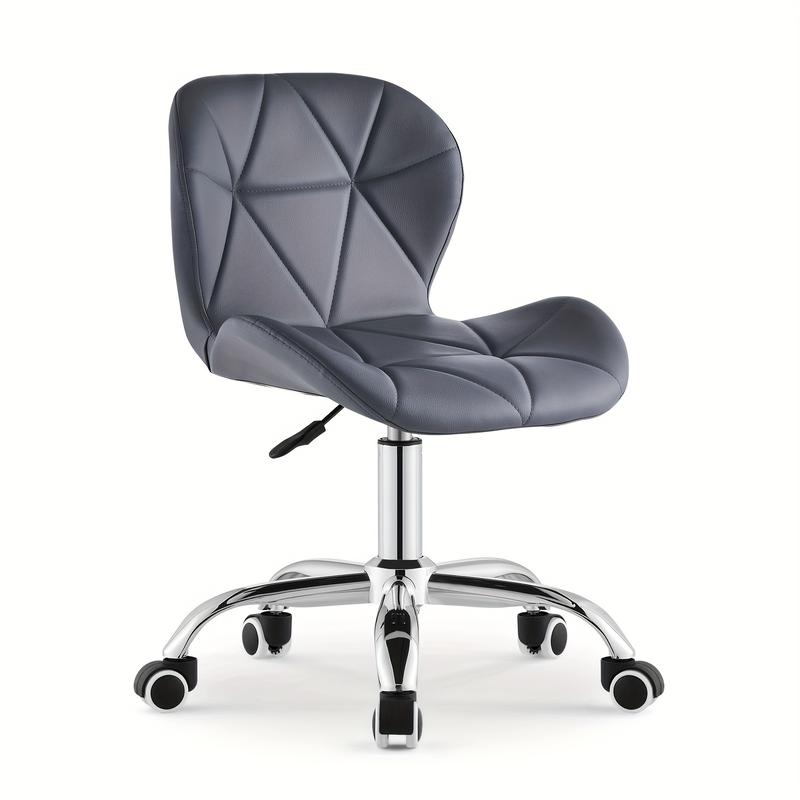Office Desk Chair Faux Leather Adjustable Computer Chair with Wheels Home Office Chair with Chrome Base Padded Swivel Study Chair for Bedroom 4