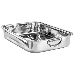 GEEZY Stainless Steel Baking Trays Oven Tray & Roasting Tin Silver Roasting Tray With Handles Dishwasher Safe Baking Tray Bakeware Sturdy Lightweight 37 x 28 cm 4.2L Portable