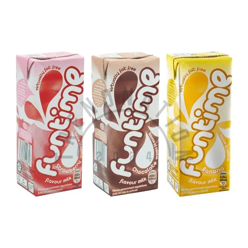 Fun Time Banana Skimmed Milk Drinks 30 x 200ml Cartons with Straw - Virtually Fat Free Beverage Dairy Milky 4