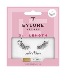 008 3/4 LENGTH LASH- 18 Hour Hold Lash Glue Included - Eyelashes Makeup Pack Cosmetic Lash Extensions Gifting Presents Beauty Reusable Long Lasting eyelashes Valentines Day Gifting Beauty