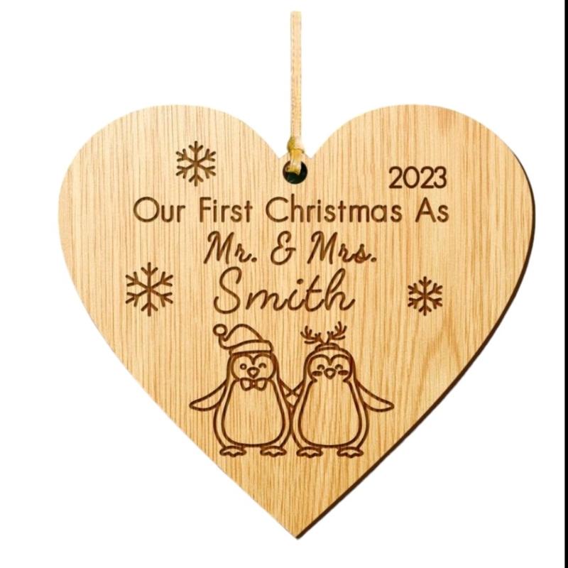 Christmas Wooden Baubles Handmade Personalised Decoration Ornaments Decor Gift 3