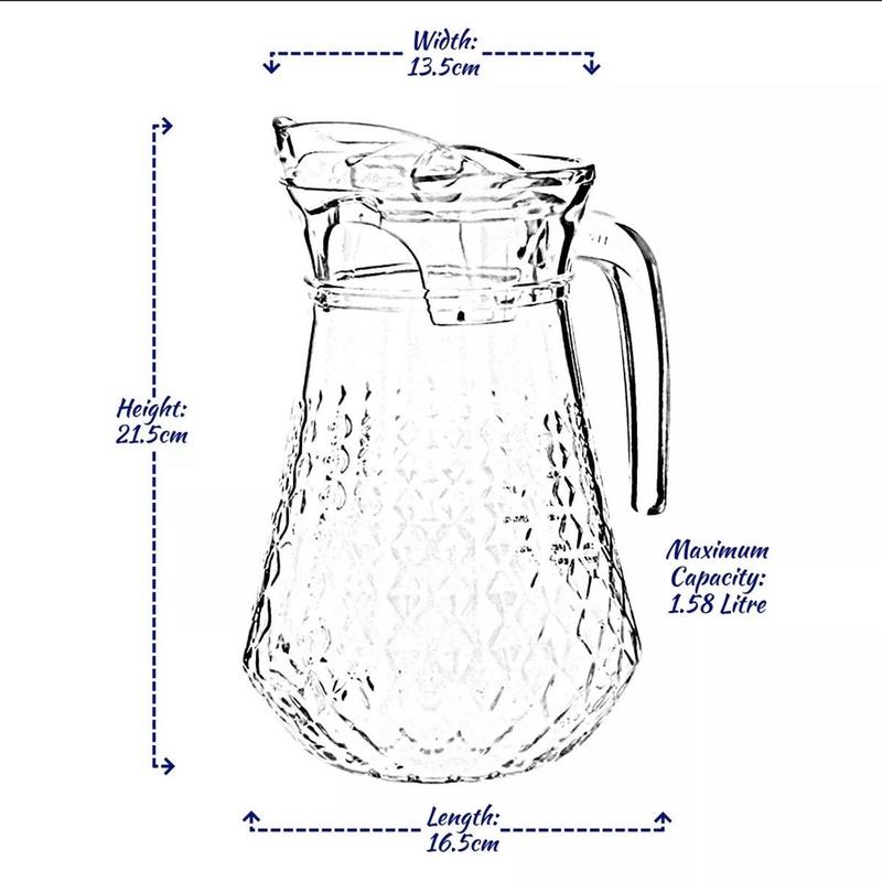 DELI GLASSWARE JUG WITH LID 1.58L 2