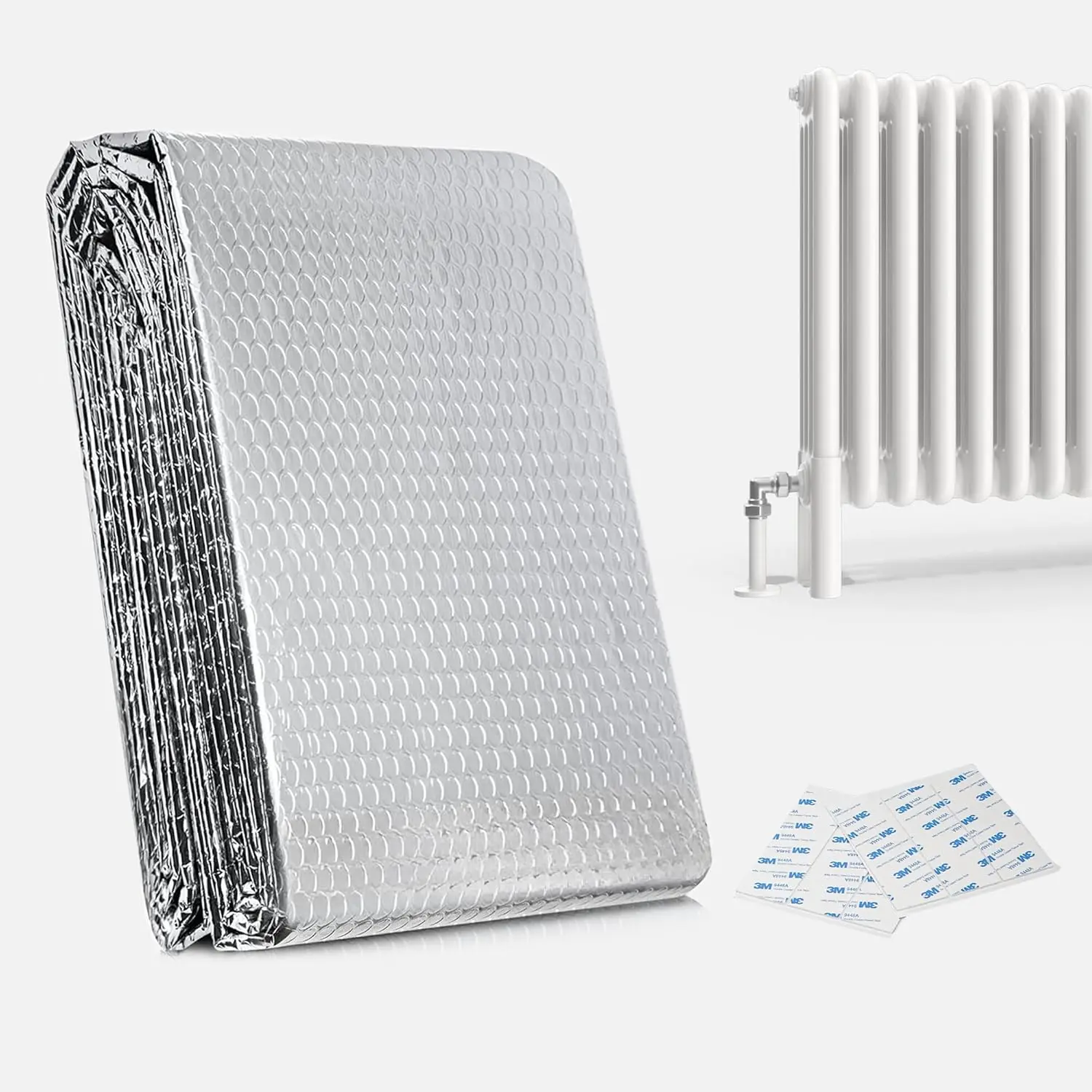 Besto Radiator Reflector Foil Insulation 5m x 60cm Reflective Sheet 3mm Thick Radiator Foil Bubble Wrap Insulation to Prevent Heat Loss - Easy to Cut and Install with 3M Sticky Pads