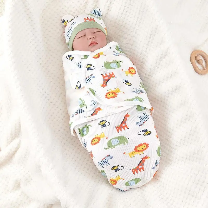 Baby Anti-shock Swaddle Cotton Printed Wrap Spring/Summer Baby Wrap Two-piece Baby Anti-kick Blanket 2