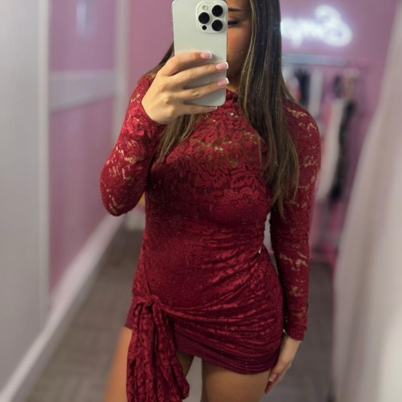 Lace Detail Tie Knot Drape Dress 2