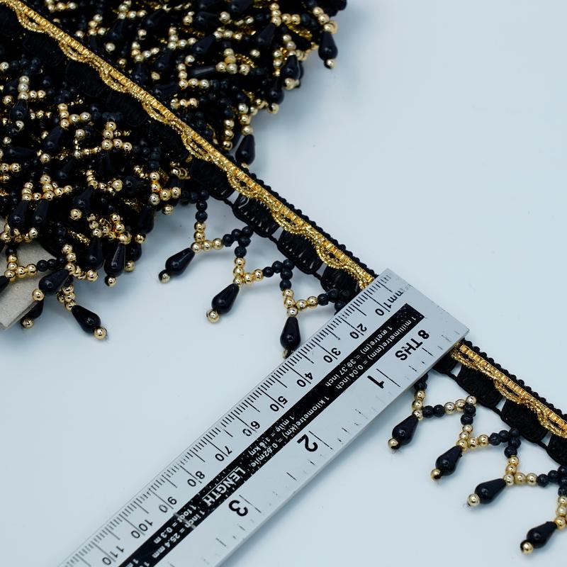 2 Yrds Beaded Multicoloured Fringe Scalloped Shape Pearl Vintage Style Trim Ribbon Sewing on Edging Perfect for adding a touch of vintage charm to wedding stationery or craft projects Decoratiing Lamp Shade,Curtain edging,table cloth edging Decoration 5