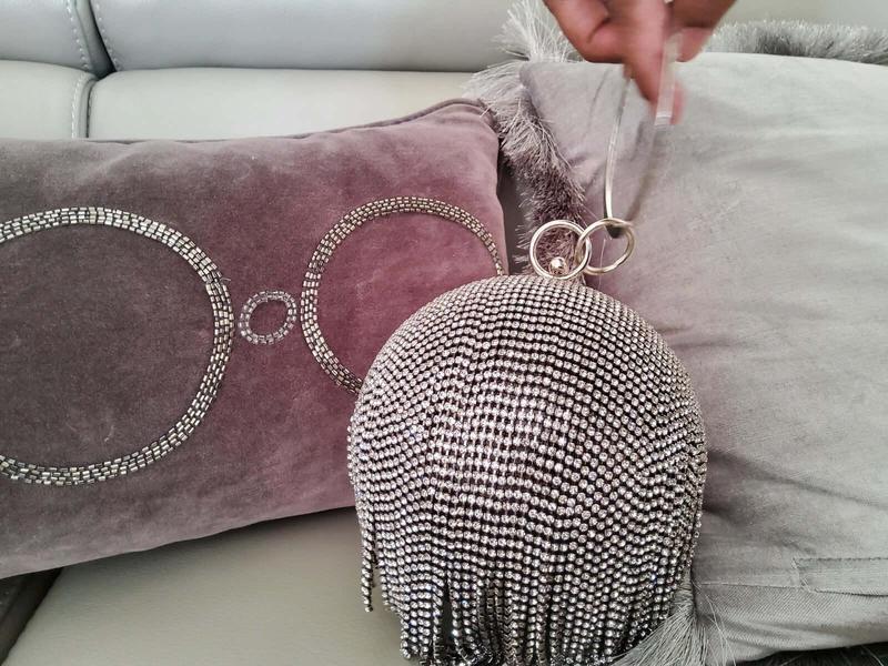 "Mariah"  Rhinestone covered globe Clutch/Evening Bag with Ring handle 1