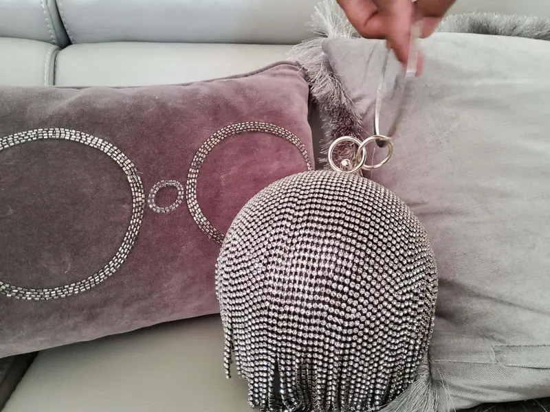 "Mariah"  Rhinestone covered globe Clutch/Evening Bag with Ring handle 1