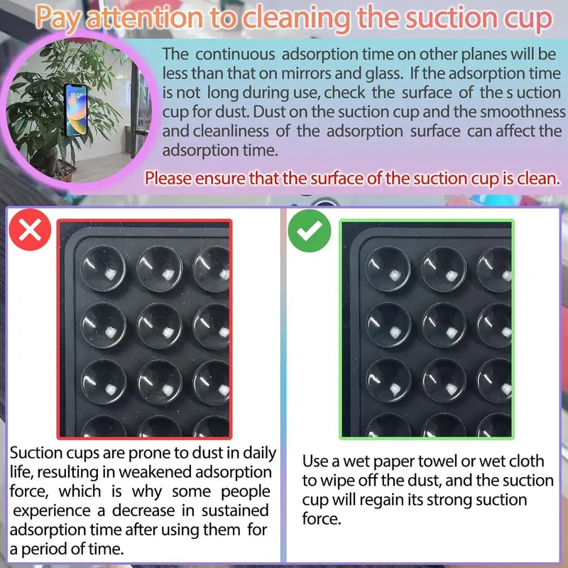 2Pack Silicone Suction Phone Case Mount, Silicon Adhesive Phone Stand Sticky for Cell Phone, Hands-FreePhone Accessories Holder for Selfiesand Videos, White & Baby Pink 4