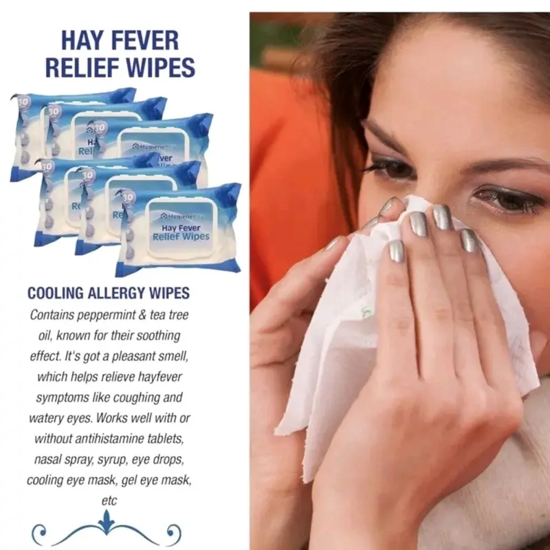 6x Nuage Hayfever relief wipes. removes and traps pollen, dust and pet allergens. 3