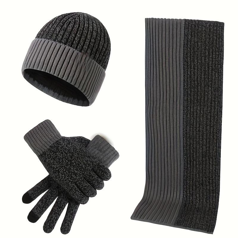 Vintage Style Knitted Winter Set, 3-in-1 Polyester Scarf, Beanie, and Touch Screen Gloves Bundle for Ski and Outdoor Activities - Thick, Warm Knitting Composition for Cold Weather 6