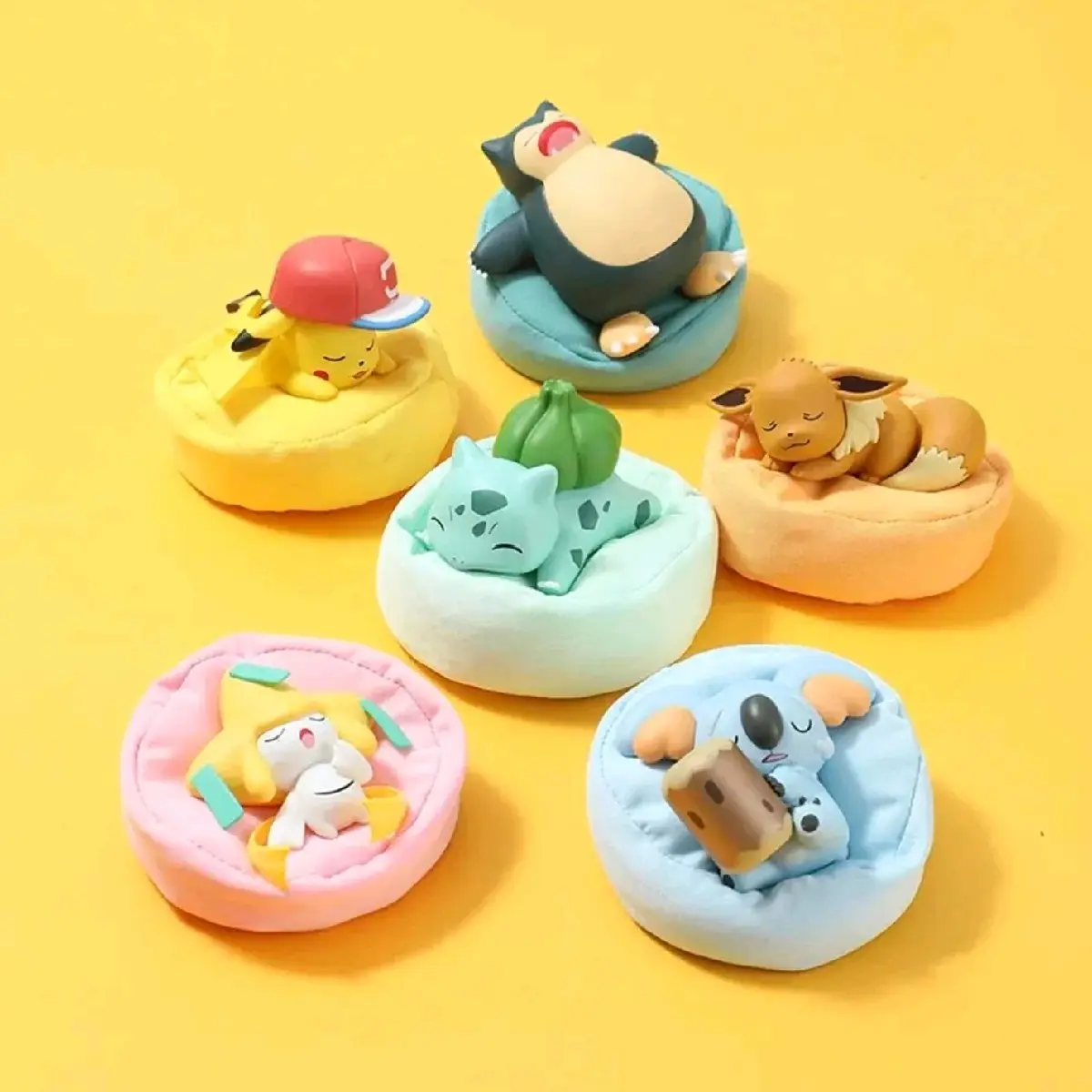 Original Pokémon Starry Dream Edition Anime Pikachu Snorlax EEVEE Sleeping Cute Kawaii Car Decoration Jewelry Handpiece Ornament Toys Christmas Gift for Kids