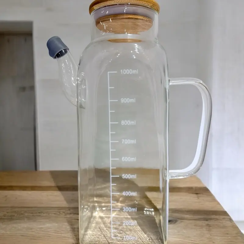 Straight Oil Usage 1000 ml bottle with bamboo lid Utensils Kitchen Measuring Kitchen Kitchen Measuring Kitchen Multicolor 2