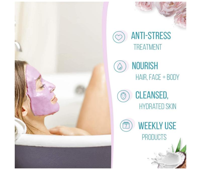 Pamper Hamper Skincare Set - 9 x Face Masks Skincare, 1 x Hair Masks for Dry Damaged Hair and 1 x Body Puff - Gift Set of Peel Off Face Masks & Clay Face Mask Sachets 3