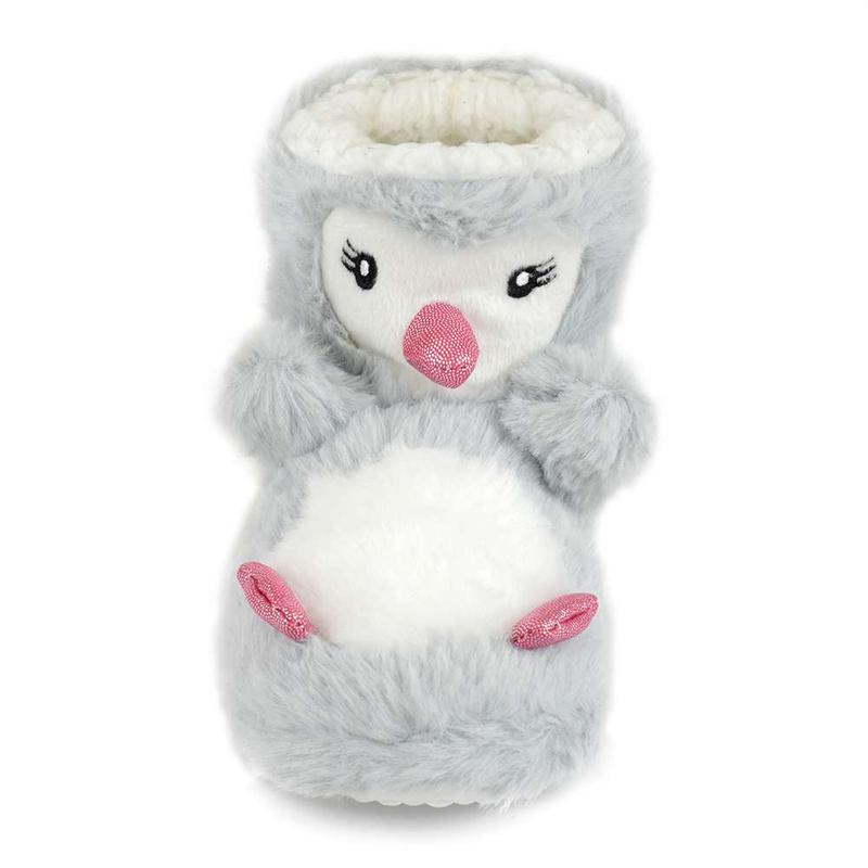 Girls Penguin Design Novelty Faux Fur Plush Boot Slippers 6