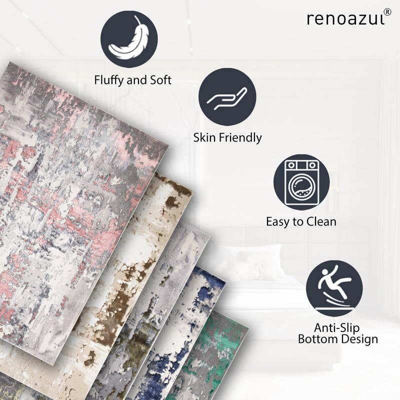 Abstract Marble Shine Large Rug for Living Room Textured Shimmer Luxury Carpet Super Soft Heavy Duty 1