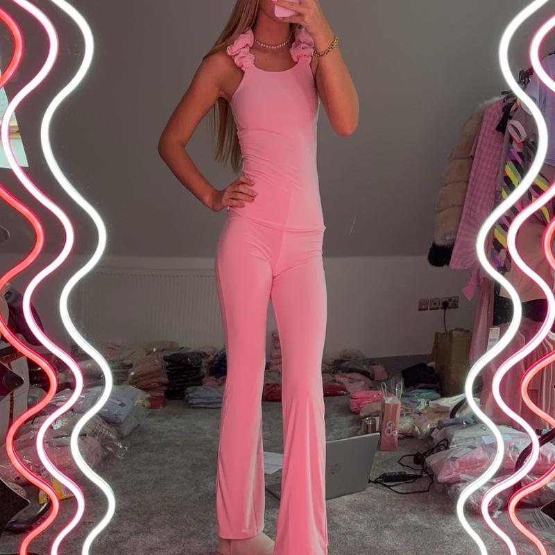 Ruched Straps Slinky Top & Wide Leg Trouser Co-ord 5098 4
