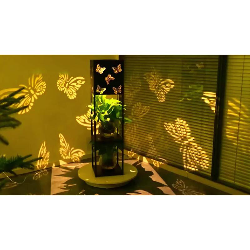 USB Dual-use Outdoor Indoor Garden Solar Light, 80.7 Cm High Outdoor Solar Light, Lawn 2-layer Flower Stand, Outdoor Standing Solar Light, Hollow Solar Garden Light 4