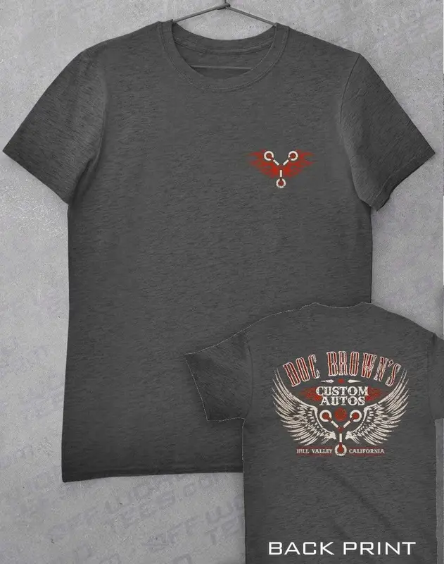 Doc Brown's Custom Autos with Back Print T-Shirt 4