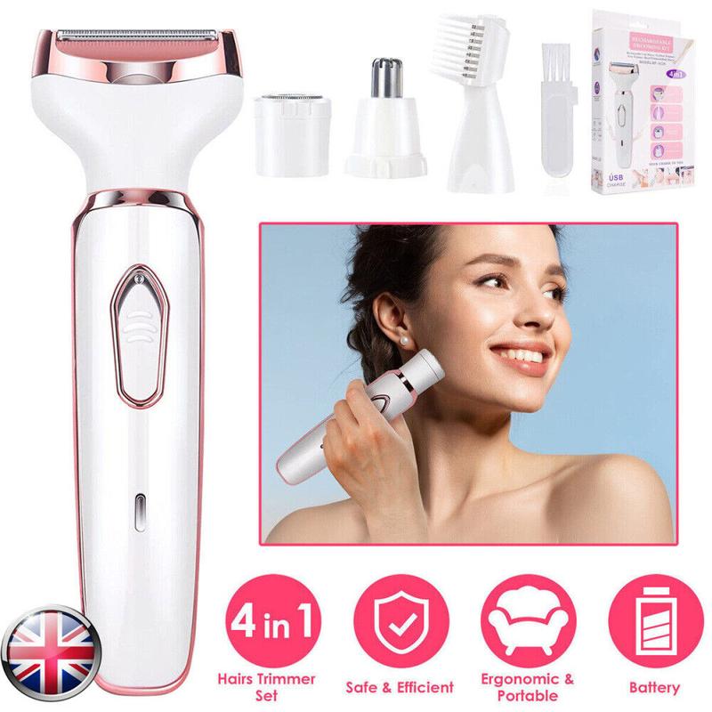 4 in 1 Painless Electric Lady Shaver Rechargeable Facial Hair Remover for Women 1