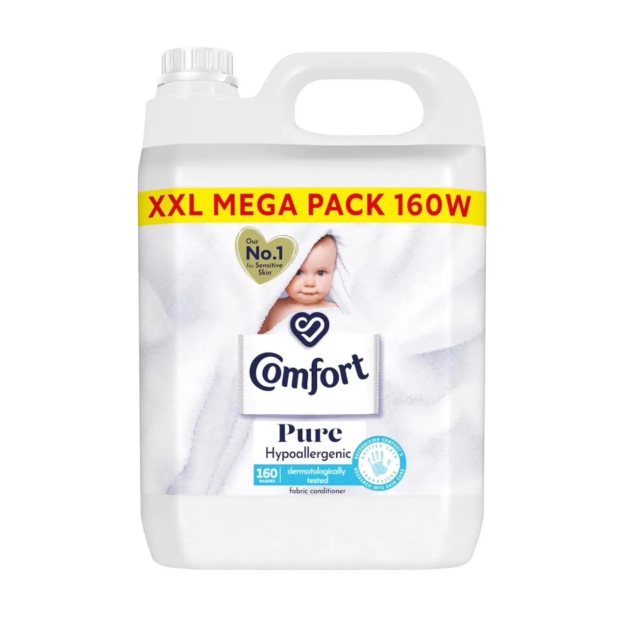 Comfort Pure Sensitive Fabric Conditioner - Dermatologically Tested - Gentle - 160 Washes (4.8 L) - Household