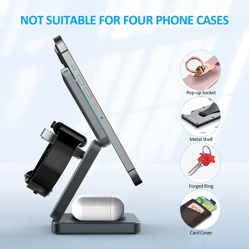 Product Introduction of Magnetic Aluminum Alloy Three-in-one Folding Wireless Charger 4