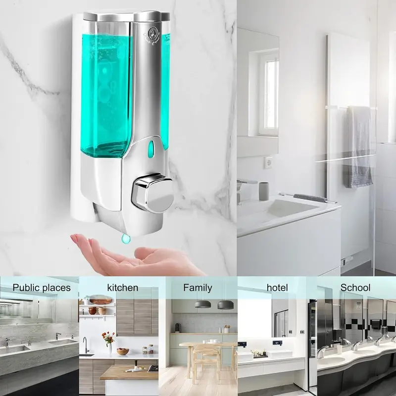 Wall Mounted Bathroom Shower Soap Shampoo Gel Dispenser Pump - 3 Bottles 1050ml 8