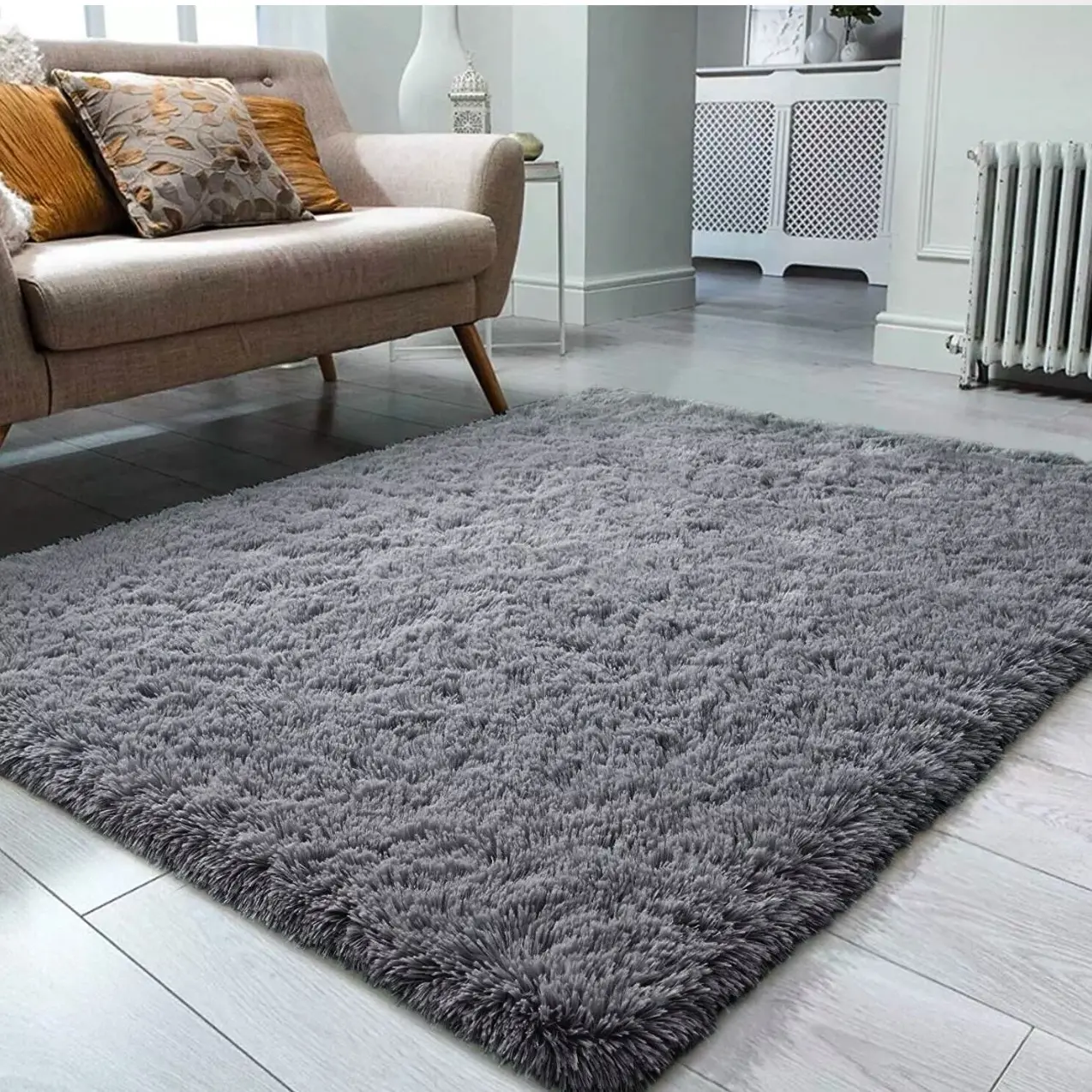Fluffy Anti-Slip Shaggy Rug for Living Room and Bedroom - Super Soft Mat