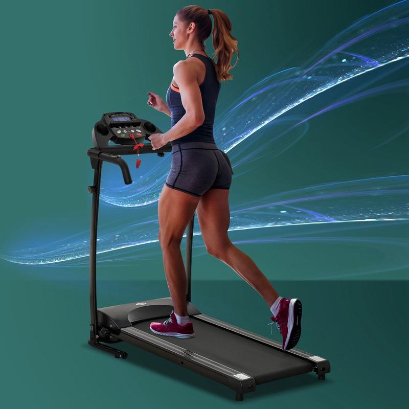 Foldable Treadmill Home Indoor Gym Cardio Fitness Treadmills for Office Heavy Duty Space Saving Electric Motorized Running Walking Jogging Machines LCD Display Pad Mobile Water Bottle Holder 2