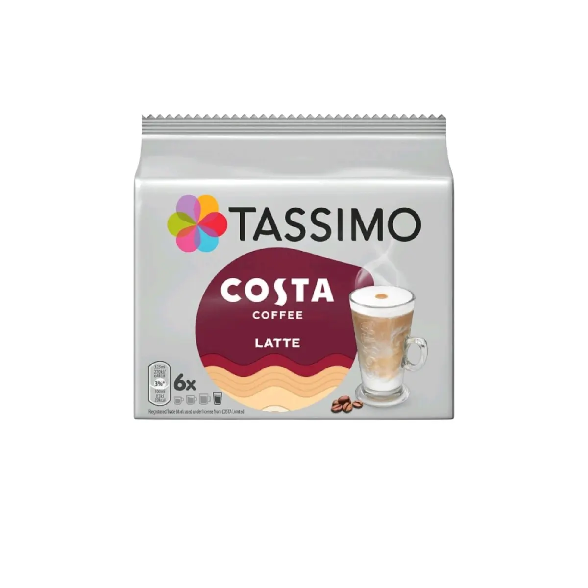 Tassimo Costa Latte Coffee Pods x 6(Pack of 5, Total 30 Drinks) Beverage
