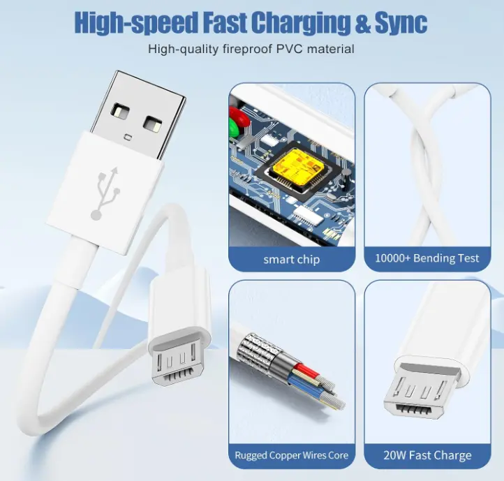 2-Pack 1M Micro USB Fast Charging Cables | Android, Samsung, Kindle, PS4, XBox l Universal Comptibility 3