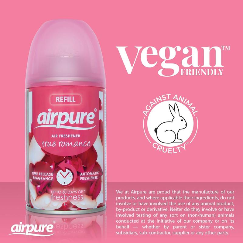 AirPure Automatic Air Freshener Kit with 3 Refills, Machine, Extra Battery, Vegan Friendly- Household Appliance Pack Set 4
