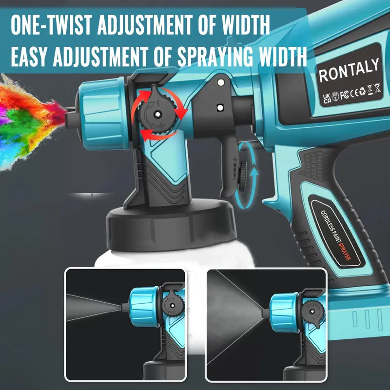 (body only)Cordless Paint Sprayer Compatible with Makita 18V Battery, 1000ml Fence Paint Sprayer with 3 Nozzles, Cordless Spray Gun Paint Sprayers for Painting Walls Ceilings Furniture Garden Fence 8