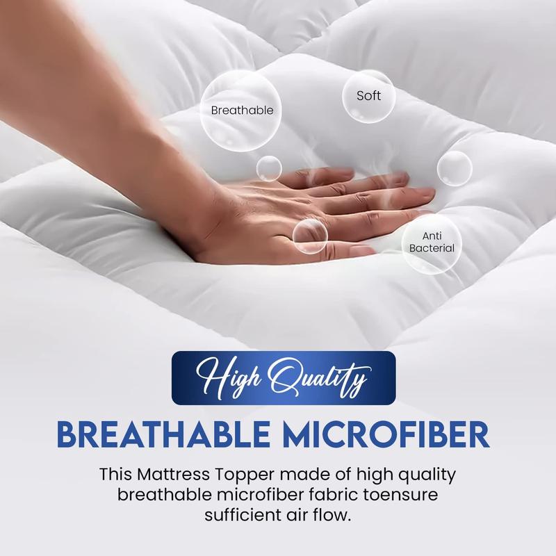 Product Introduction of 4" Inch Deep Mattress Topper 10cm Extra Thick Quilted Heavy Box Stitched Fluffy Hypoallergenic Microfiber with Strong Elasticated Corner Straps Matress Topper White Color Sizes Single, 4ft / Small Double, Double, King, Super King 2