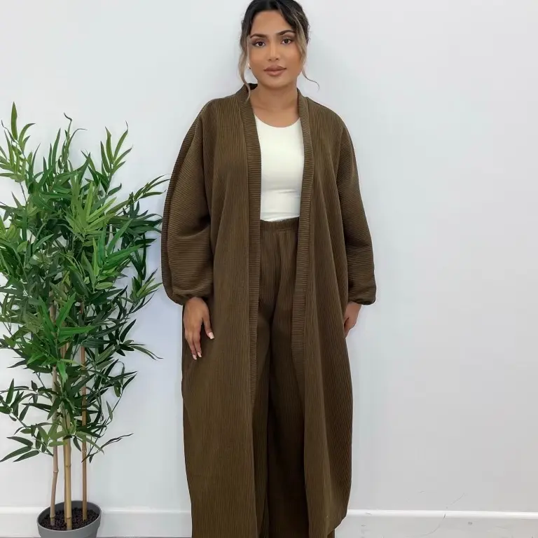 ‘Amara’ Corduroy Cardigan and Wide Leg Trouser Set for Women, [UK Size 8-18] 2-pieces Set, 2024 Womenswear Winter Fall Ladies Comfort Causal Daily Outerwear