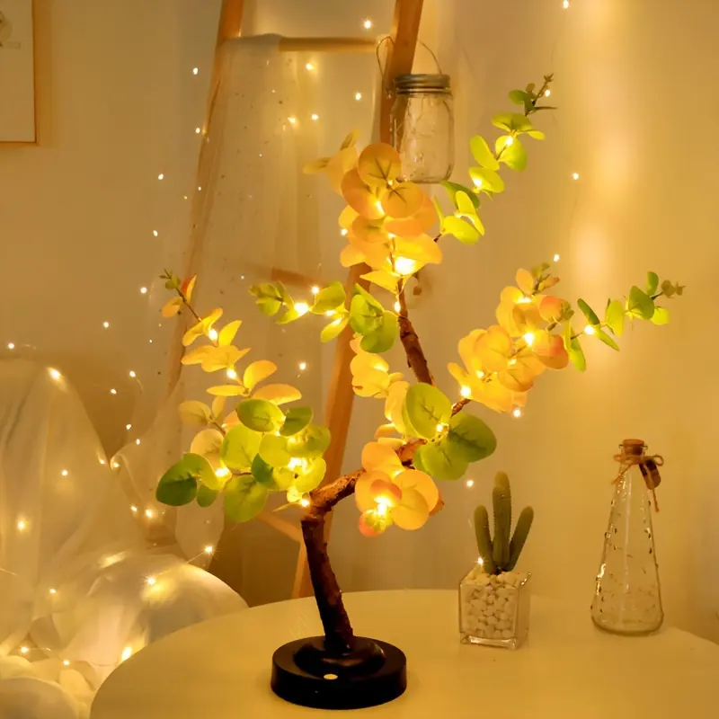 Shenzhi Tech DIY Bonsai Eucalyptus LED Tree Lamp - Flexible, Touch-Sensing Warm White Night Light, USB/Battery Powered, Perfect for Living Room, Bedroom Decor & Holiday Gifts 4