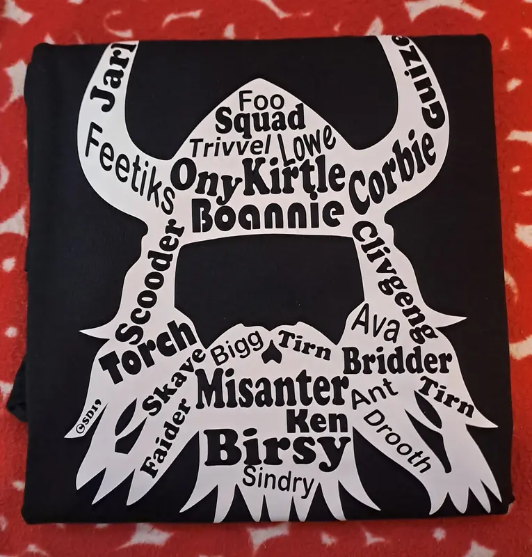 Shetland Dialect Viking Print in Black 100% Cotton 1