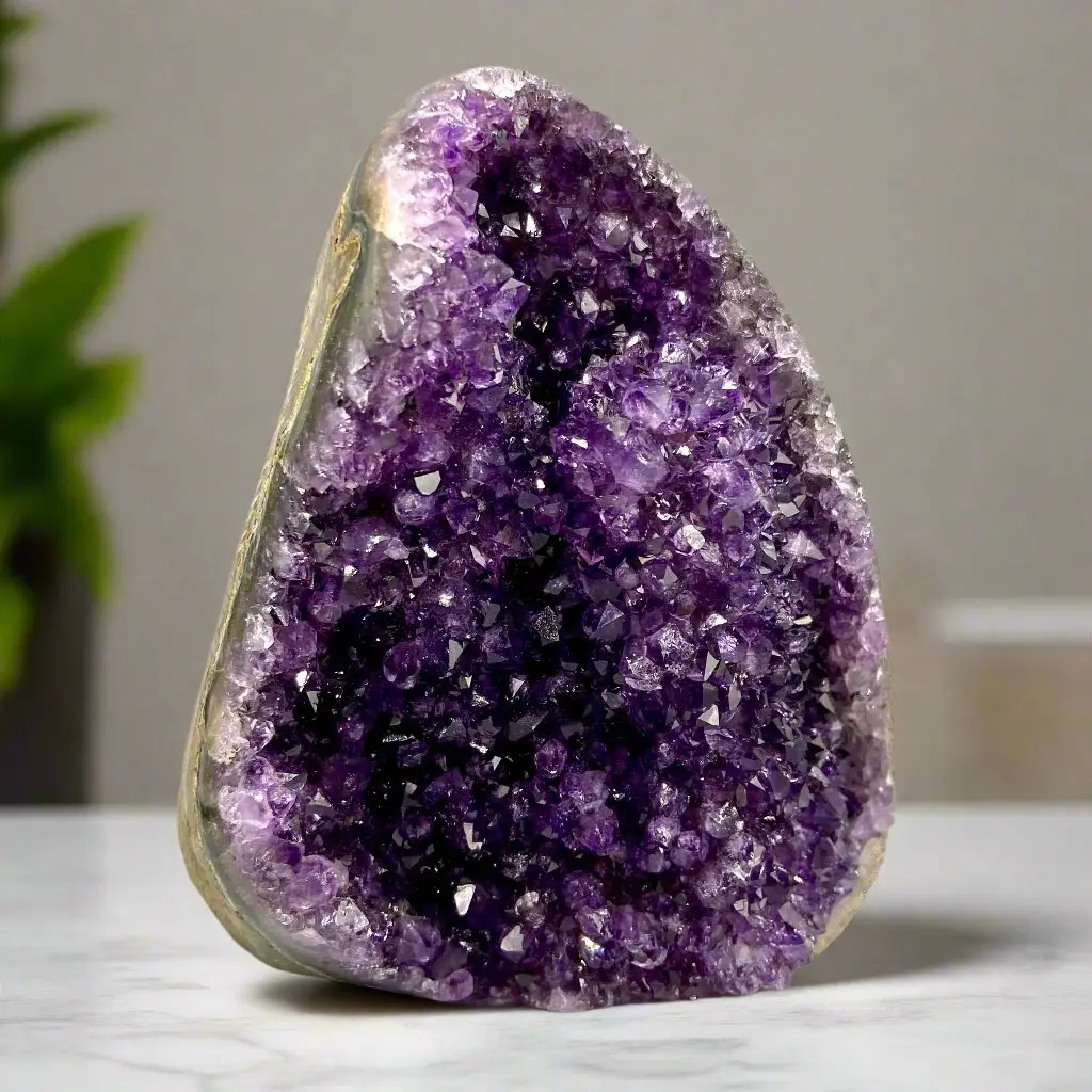 Natural Purple Amethyst Geode from Uruguay, 400-600g High Quality Druzy Amethyst Crystal Cluster