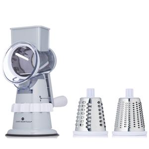 Cook's Essentials Multifunctional Speed Grater & Slicer with Suction Base for Effortless Kitchen Prep - 3 Stainless Steel Drums & Suction Base - No Batteries Needed - Perfect Kitchen Accessory