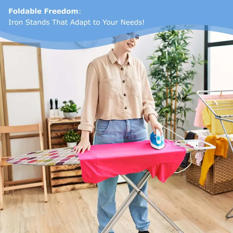 105cm Foldable LARGE STRONG FOLDING IRON BOARD IRONING ADJUSTABLE HEIGHT IN SMALL SIZE LIGHT WEIGHT NONSLIP Accessories Stainless Steel Thick Cover Lightweight 3