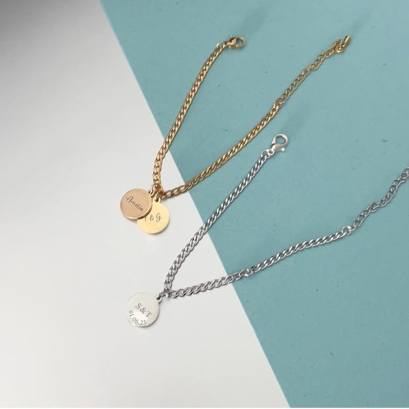 Name Initials 1-4 Disc Curb Bracelet 3