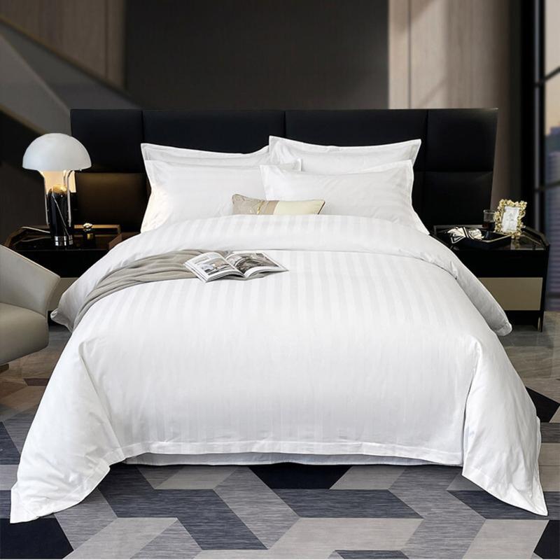 Microfibre Duvet Cover Hotel Quality Bedding Set Satin Stripe  Quilt Duvet Covers, Solid Soft & Comfy Bedding Cover Set Breathable Duvet  Set Satin  Bed  Sheets Mattress  Protector 2