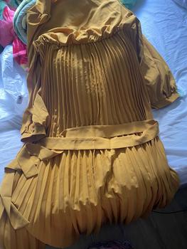 Product Review of Women's Solid Belted Pleated Dress, Elegant Bishop Sleeve Keyhole Back A Line Dress for Spring & Fall, Women's Clothing for Wedding Guest, Dresses for Women from ** ☁** ** ☁** 🌀** 0
