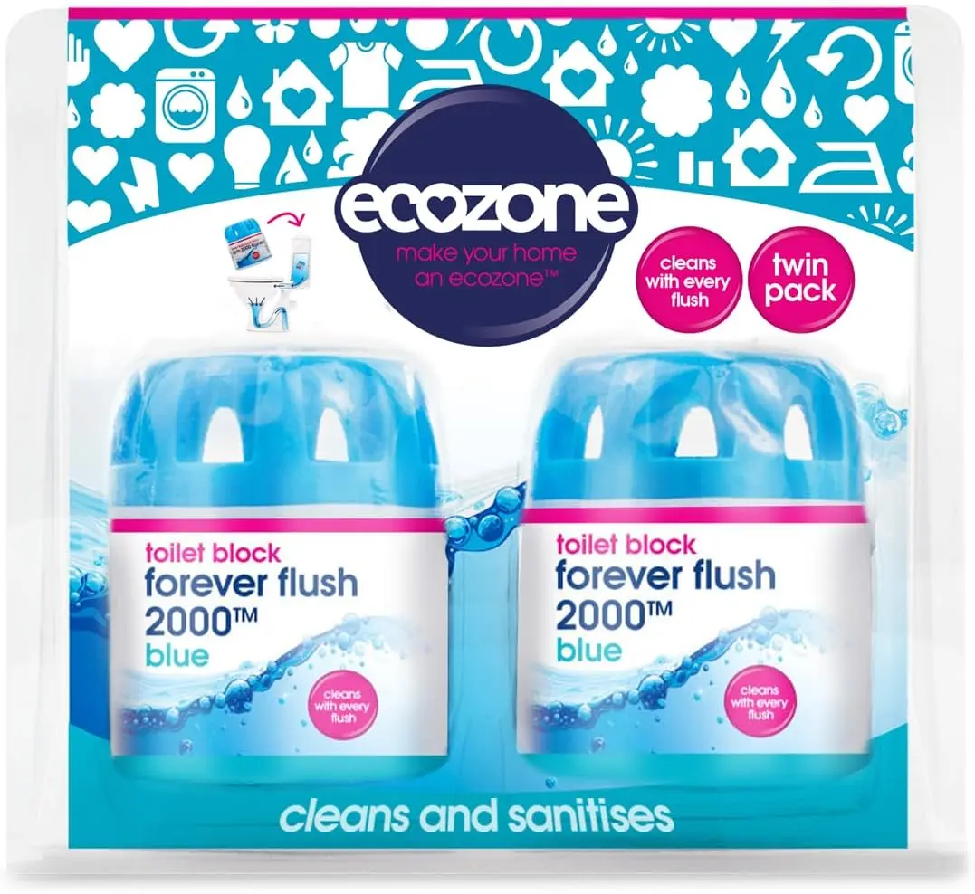 Ecozone Forever Flush 2000 Toilet Block Twin Pack, Blue - Household Supplies Household Cleaner Cleaning