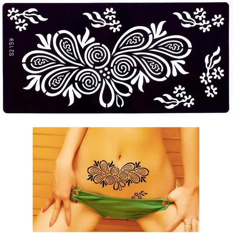 glaryyears 7 Sheets Flower Pendant Henna Tattoo Stencil Temporary Hollow DIY Drawing Body Makeup 6