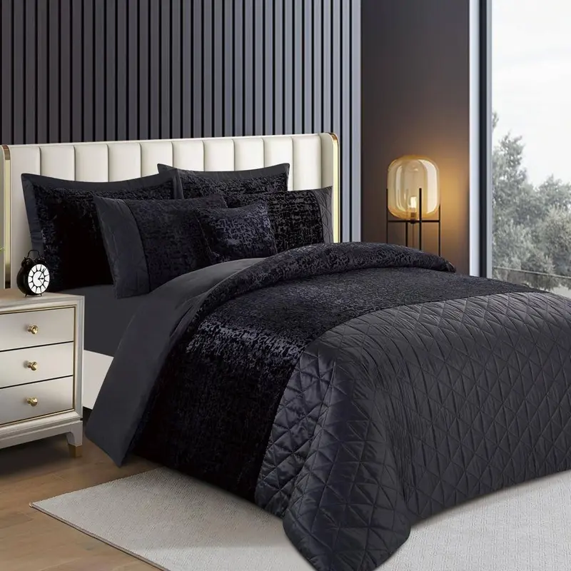 Crushed Velvet Duvet Cover Bedding Set Quilt Cover with 2 Pillowcase Double King & Super King in Burgundy Beige Black Mink Grey Colors super king beige 2